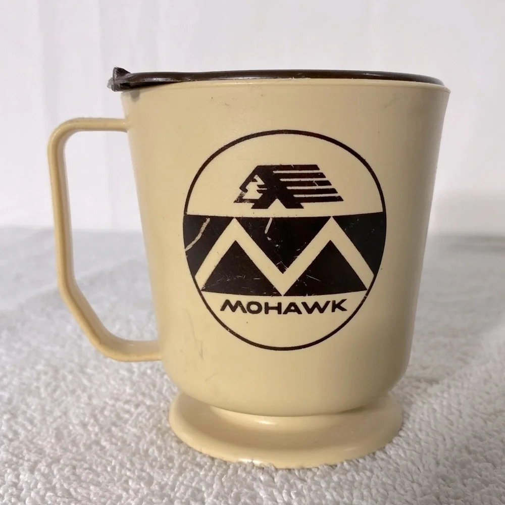 5/$35 Vintage Mohawk Gas Station Plastic Travel Mug Coffee Cup To Go Cup W Lid